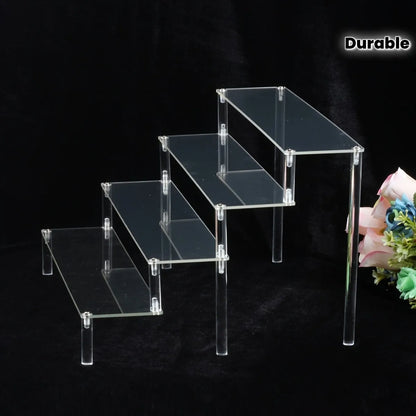3-Tier Clear Acrylic Display Stand for Jewelry, Makeup, Cupcake Organizer, Transparent Shelf, Sturdy Base, Space-Saving Storage