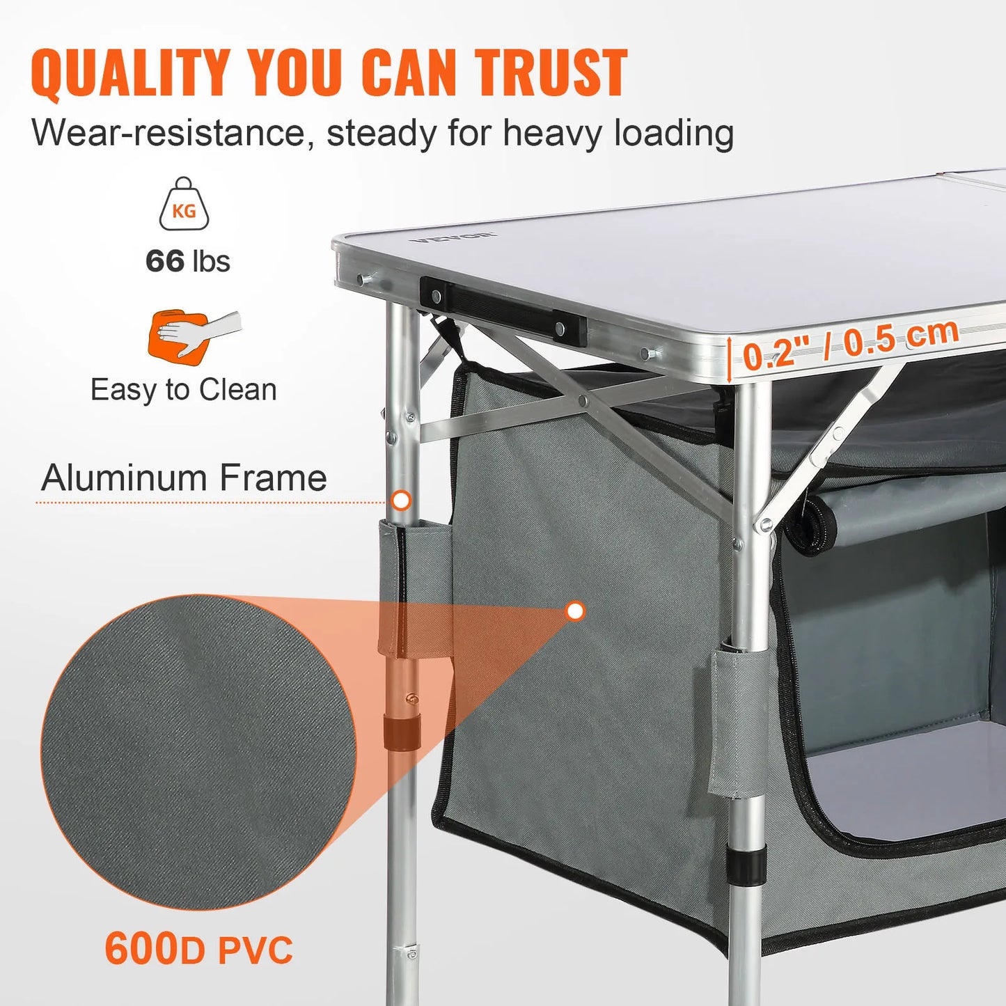 Camping Kitchen Folding Table Quick set-up MDF Camping Table for Outdoor Picnics BBQ Camping RV Traveling