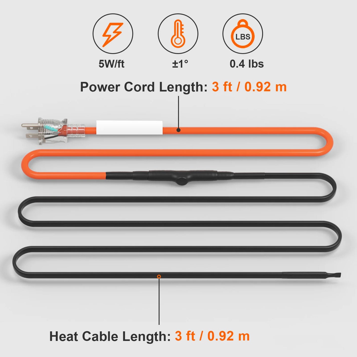 40FT Self-Regulating Pipe Heating Cable