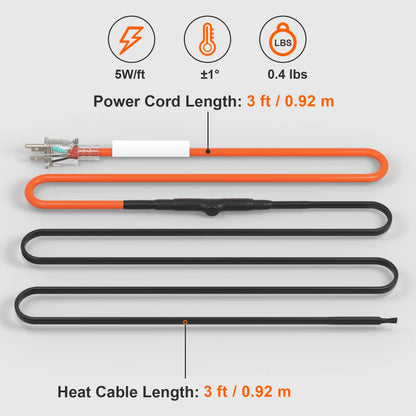 40FT Self-Regulating Pipe Heating Cable