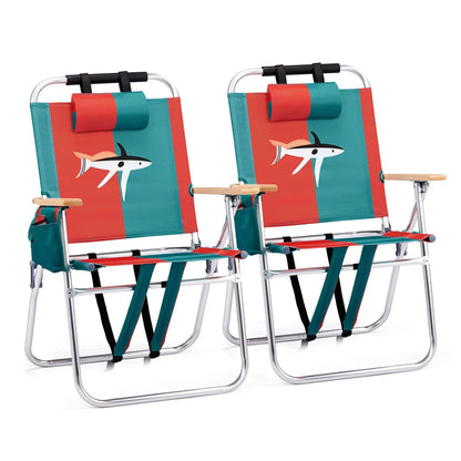 Lightweight 17" Backpack Beach Chair, Tall Beach Chairs for Adults, Portable with Adjustable Straps, 3-Position Customized