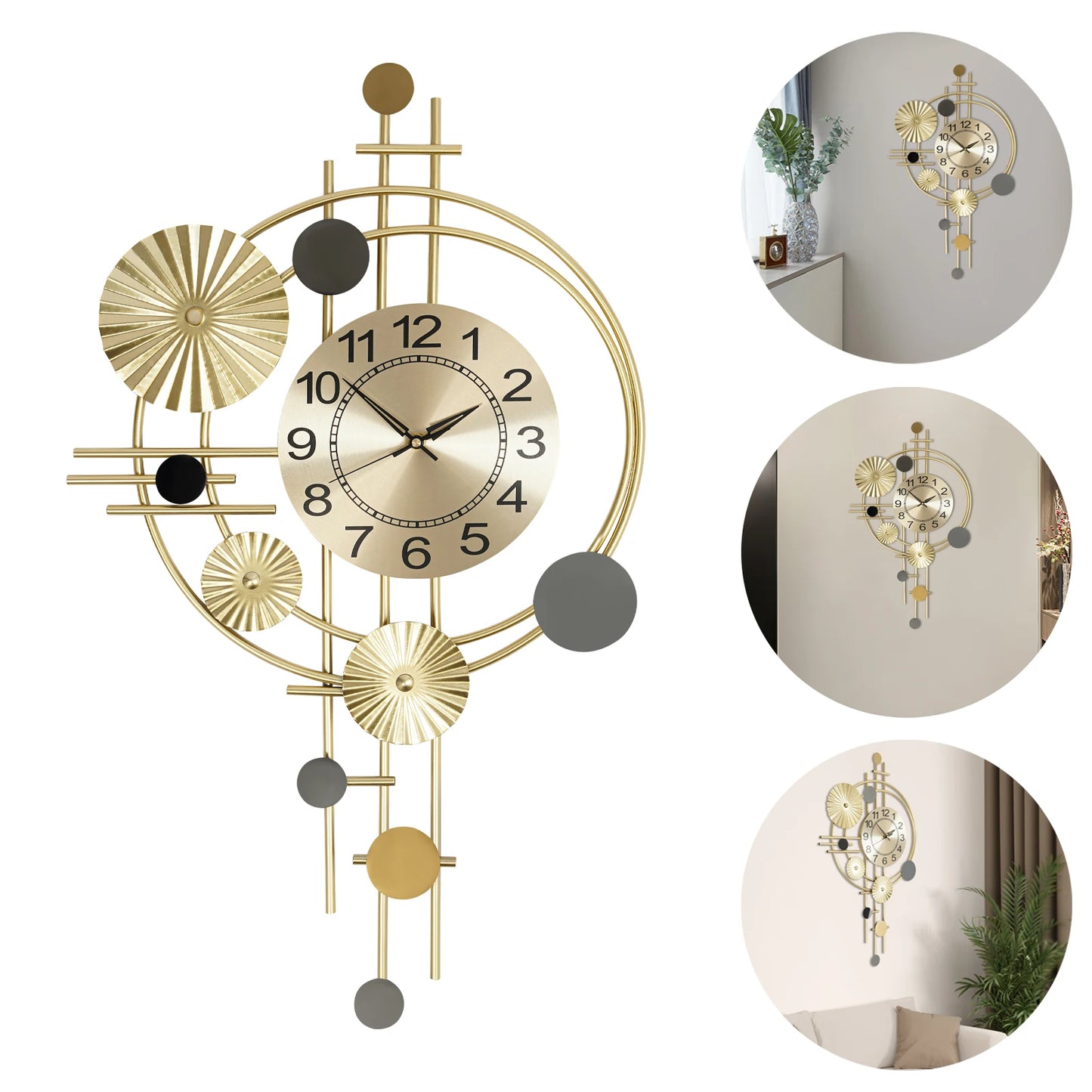 45x78cm Decorative Art Wall Clock Silent Non Ticking for Living Room, Bedroom, Kitchen, or Office