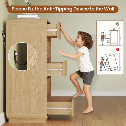 Tall Dresser for Bedroom, 5 Drawer Vertical Dresser w/Curved Profile Design
