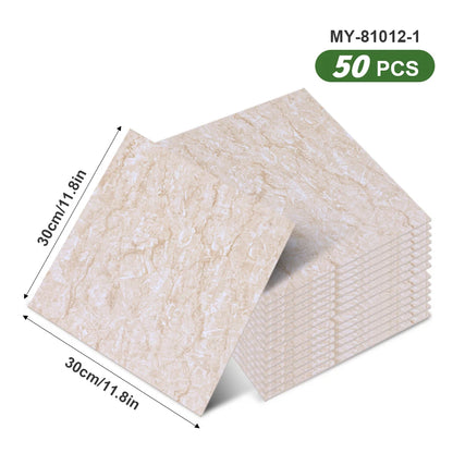 50pcs SXP Floor and Wall Tiles Peel and Stick 11.81x11.81in Self-Adhesive Applies to any Indoor Surface