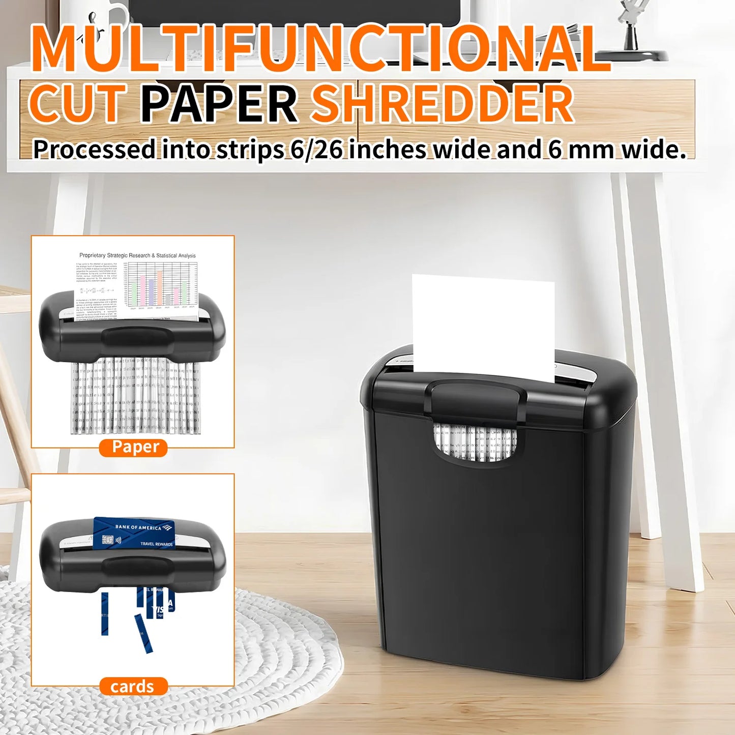 6-Sheet Cross Cut Paper Shredder with 2.64-Gallon Wastebasket