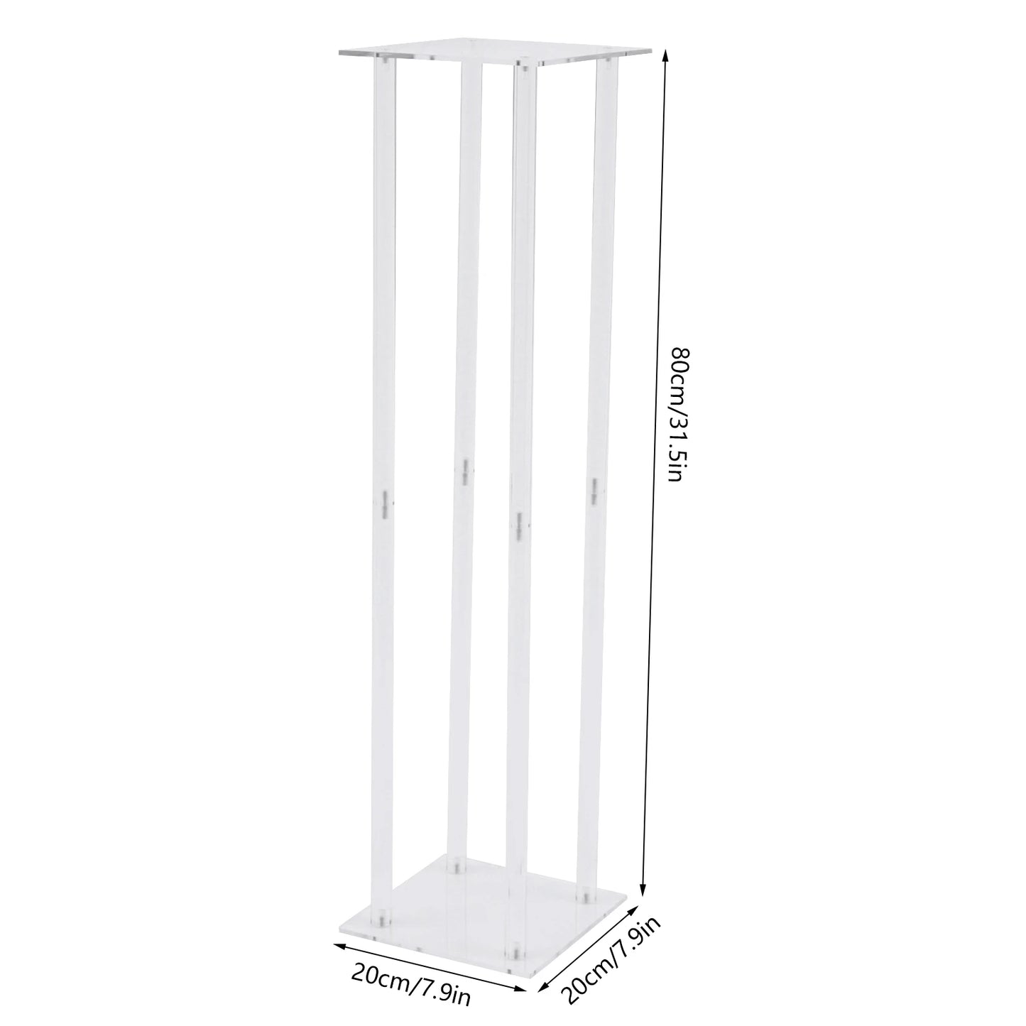 10x10x31.5 Inch Rectangle Acrylic Wedding Centerpiece Flower Pedestal Clear Column