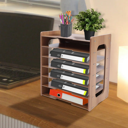 7Tier High-density Board Widen Wood Office Paper Organizer