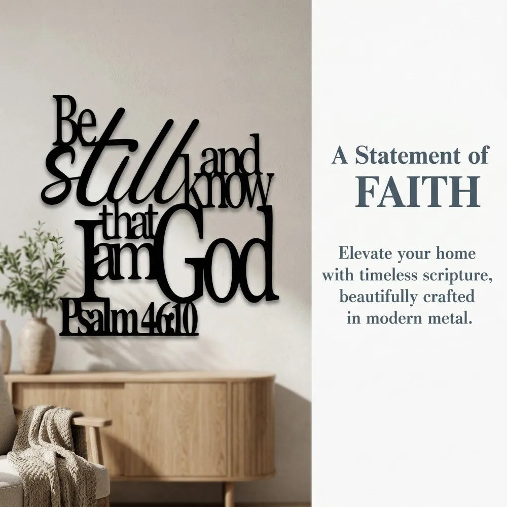 "Be Still and Know That I Am God" Metal Wall Art | Psalm 46:10 Christian Scripture Decor
