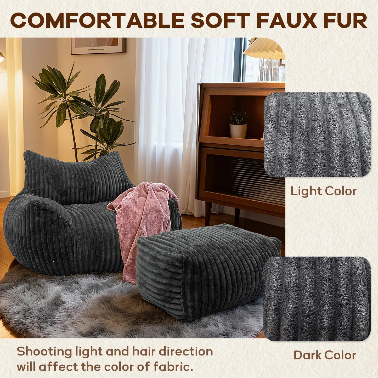Reading Bean Bag Chairs for Adults, BeanBag Density Foam Couch, Floor Lazy Soft, Comfy Reading Nook