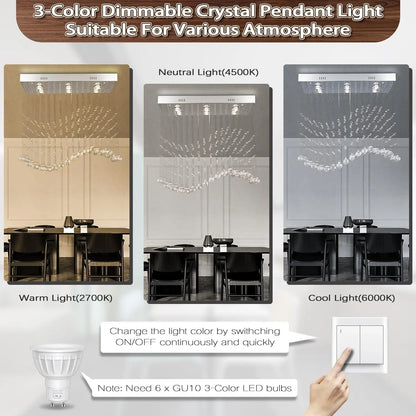 31.5'' Rectangular 6-Light Linear Crystal Chandelier for Kitchen Island
