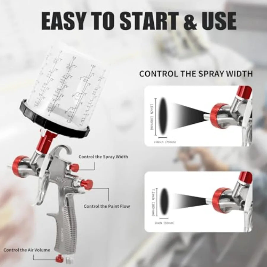 LVLP Air Spray Gun with 650ml Mixing Cup
