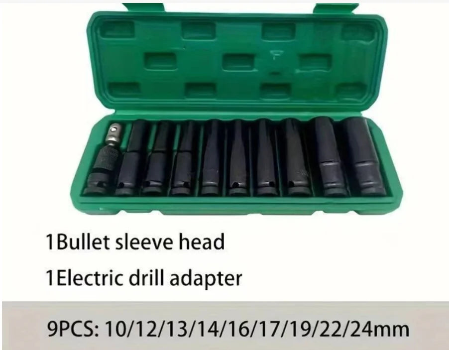 10pcs/set Pneumatic 8-24mm Extended Hex Socket kit