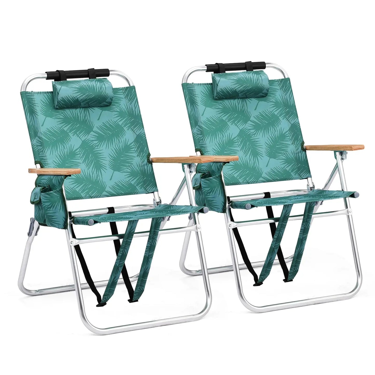Lightweight 17" Backpack Beach Chair, Tall Beach Chairs for Adults, Portable with Adjustable Straps, 3-Position Customized