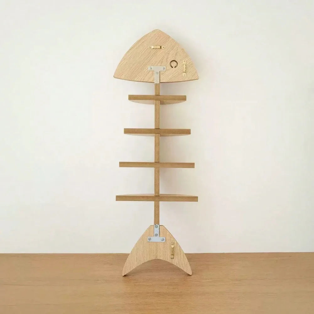 1pc Creative Wooden Fishbone Wall Storage Shelf, Multilayer Stylish Home Decor Rack, Bathroom Storage Shelf