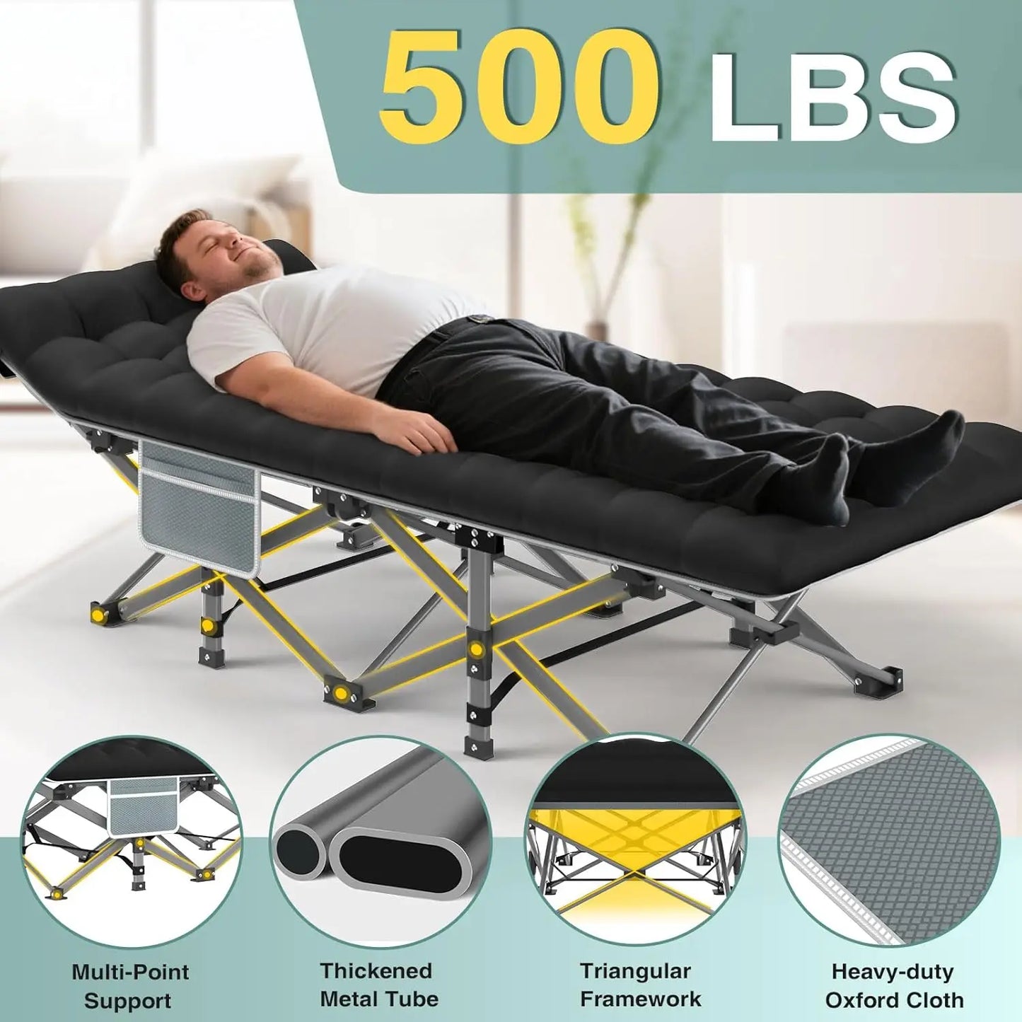 Heavy-Duty Portable Camping Cot with Mattress