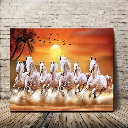 1Pc Wooden Framed Wild Horses Canvas Wall Art Ideal Decor for Living Room, Bedroom