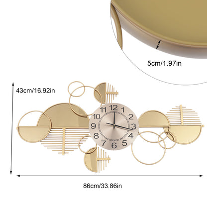 Creative Modern Metal Wall Clock, for Living Room, Bedroom, Gold