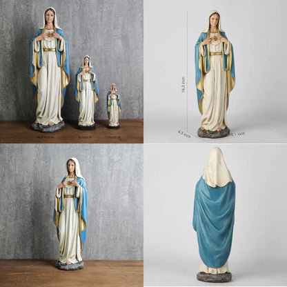 16.5 inch Handcrafted Renaissance Catholic Statue of Immaculate Heart Virgin Mary for Altar and Home Decor