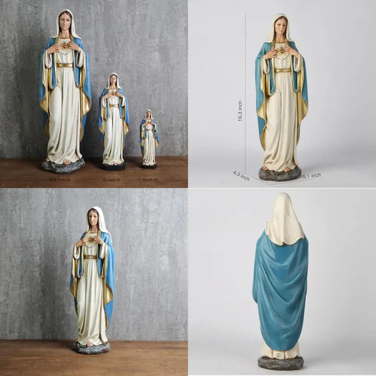 16.5 inch Handcrafted Renaissance Catholic Statue of Immaculate Heart Virgin Mary for Altar and Home Decor