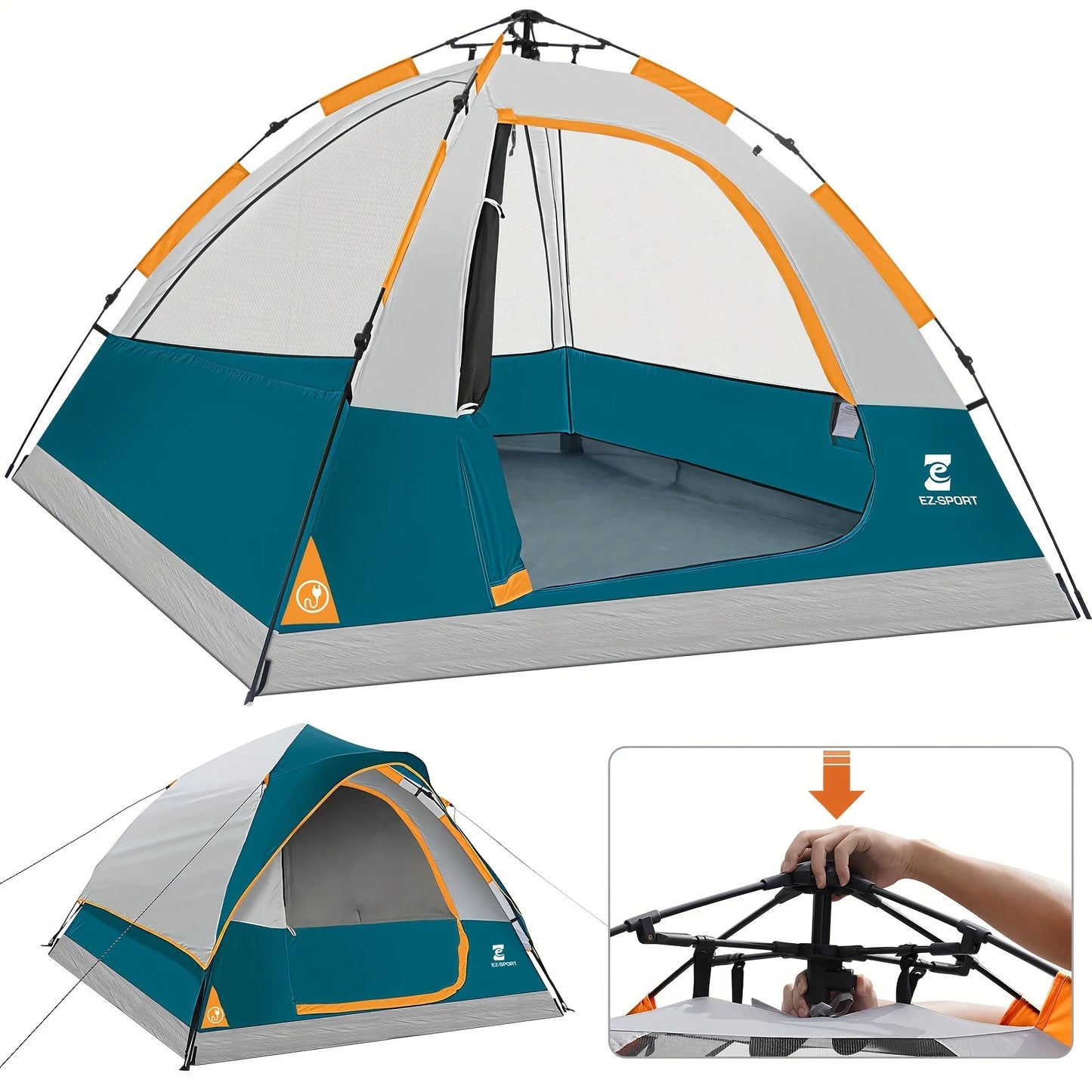 4 Person Pop Up Camping Tent Waterproof, Windproof with Removable Rain Fly