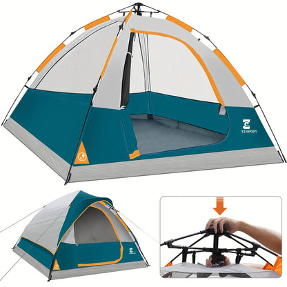 4 Person Pop Up Camping Tent Waterproof, Windproof with Removable Rain Fly