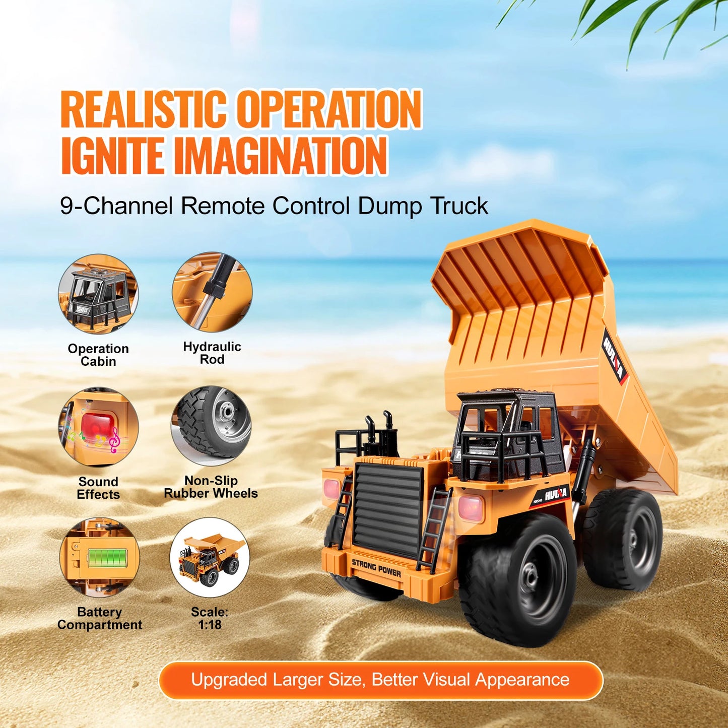 RC Construction Dump Truck 9-Channel with Battery