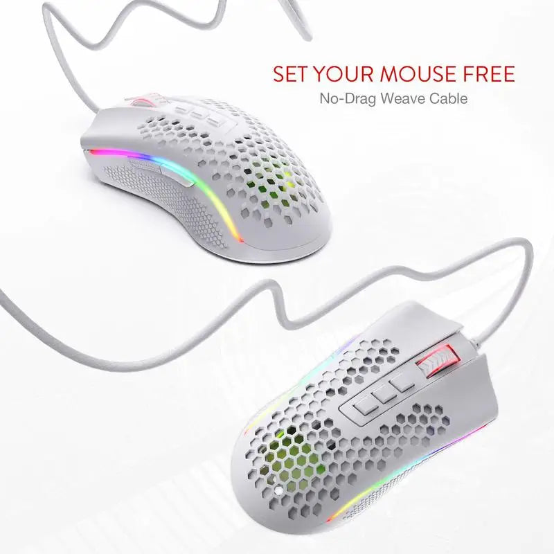 Redragon M808 Storm Lightweight RGB LED USB Gaming Mouse 12,400 DPI Optical Sensor 7 Programmable Buttons