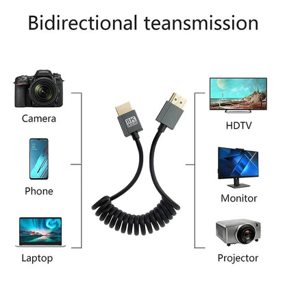 8K Ultra HD HDMI To HDMI Coiled Cable