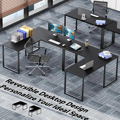 48x48 Inch L-Shape Home Office Computer Desk, Black - Space-Saving Design