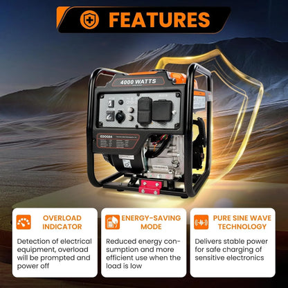 4000 Watt Generators Portable Gas Generator Inverter Quiet for Home and Camping