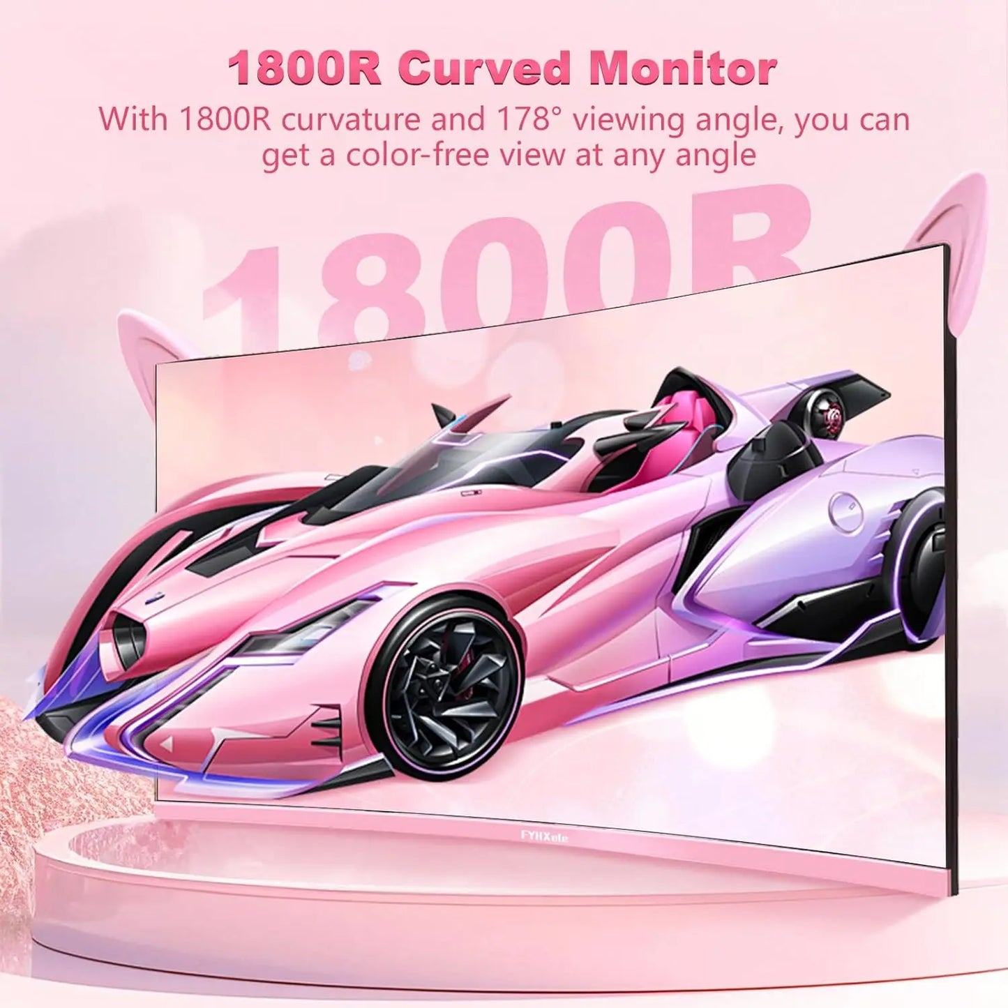 27 inch Curved Pink Monitor QHD 165hz 1800R Gaming Display HDR10 Free-Sync Desktop Screen 1ms GTG  With Speakers Tilt Adjustable