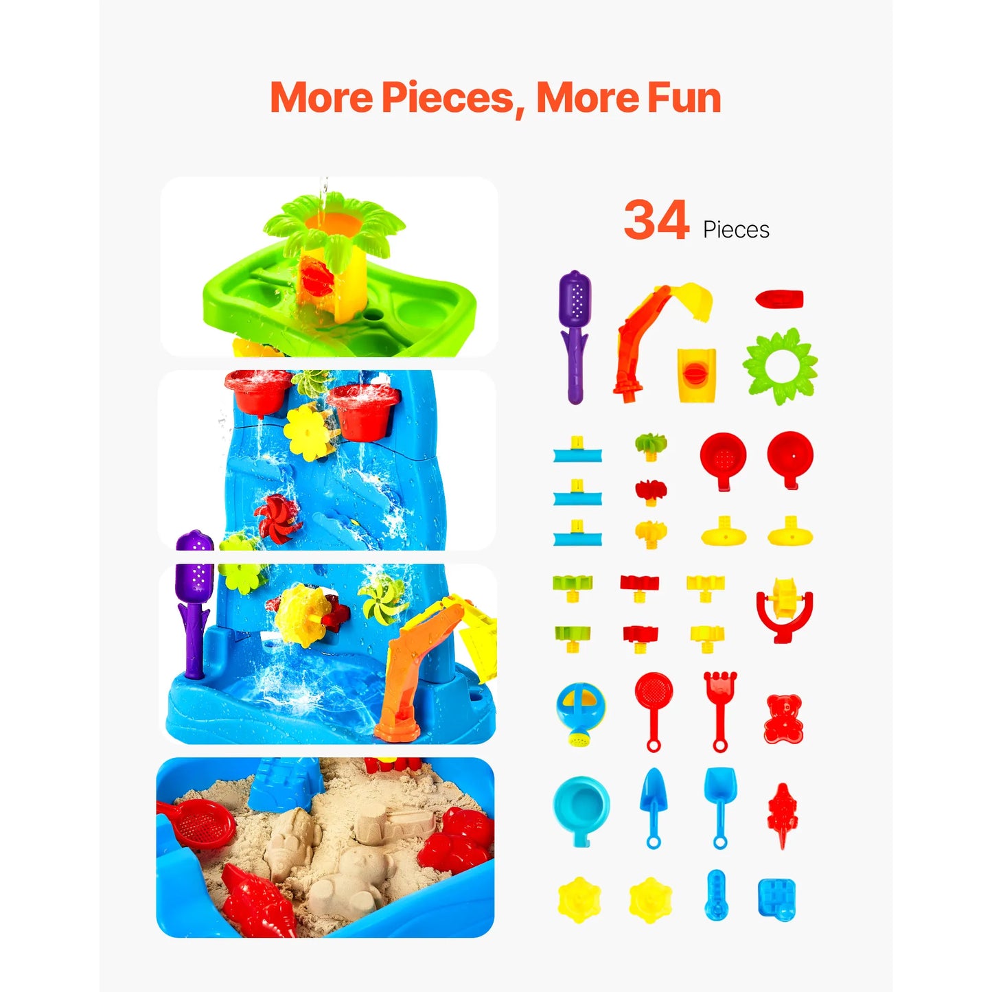 Kids Outdoor Beach Water Play Table with 37PCS