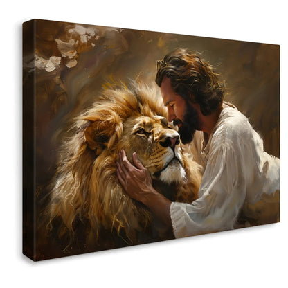 Lion of Judah Canvas Wall Art | Stunning Religious Christian Painting | Framed, Ready-to-Hang | Perfect Decor for Living Room