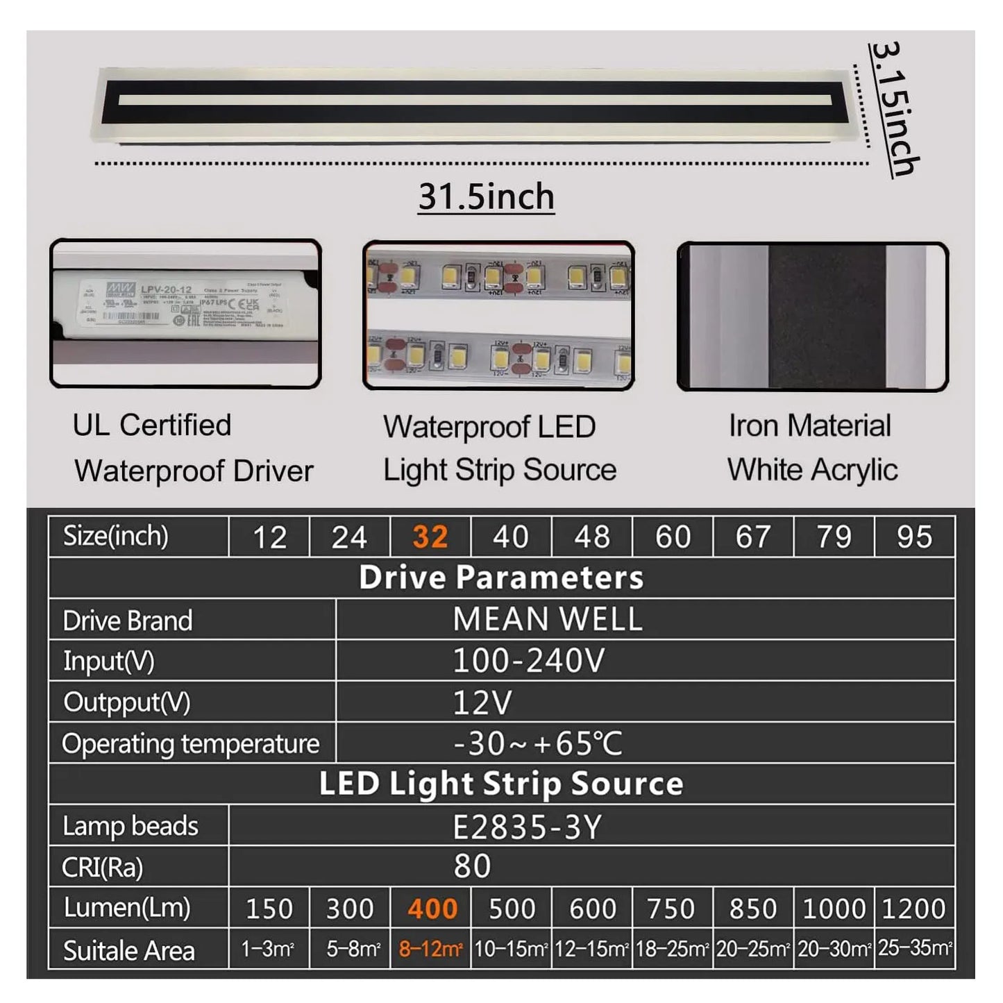 Outdoor Long Strip Modern LED Wall Lighting Fixture