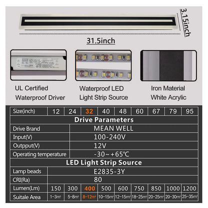 Outdoor Long Strip Modern LED Wall Lighting Fixture