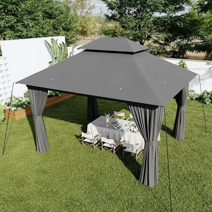 Outdoor Gazebo for Patio 10x12, Metal Frame Canopy with Double Roofs, Heavy Duty Party Tent and Shelter with Mosquito