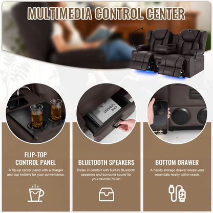 Electric Recliner Loveseat for Seniors, Massage & Heat, Dual Motor, 350LBS Capacity, Cat-Claw Leather, For Living Room