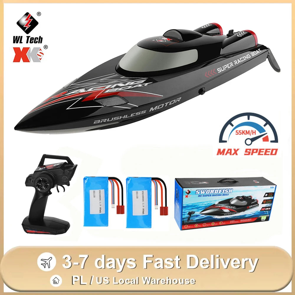 RC Boat 2.4Ghz 55KM/H Brushless High Speed Racing Ship For Adults with 2 Batteries