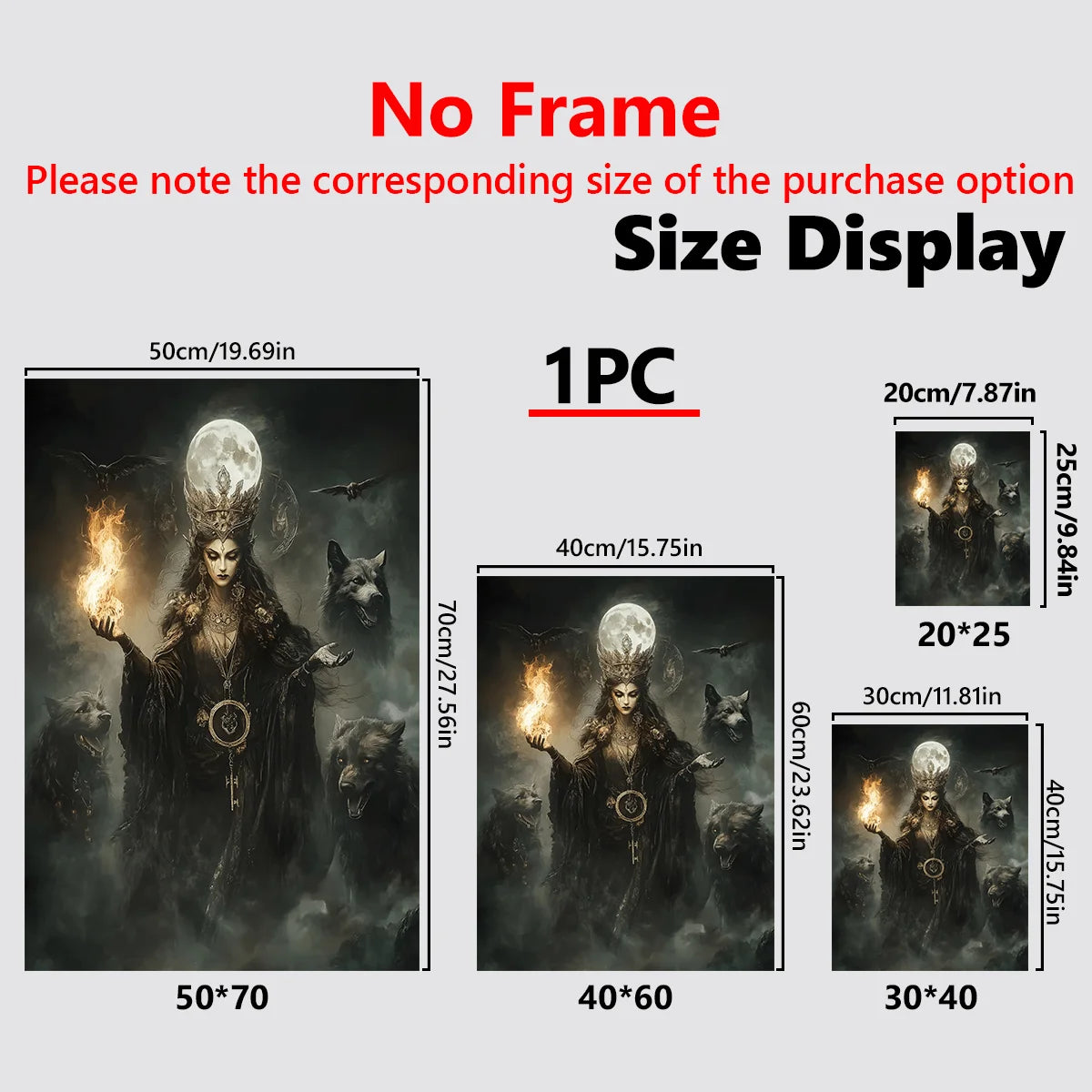Dark Gothic Fantasy Hecate Canvas - Pagan Magic Goddess Poster Waterproof Wall Art, Oil Painting Style, Gift