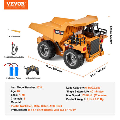 RC Construction Dump Truck 9-Channel with Battery
