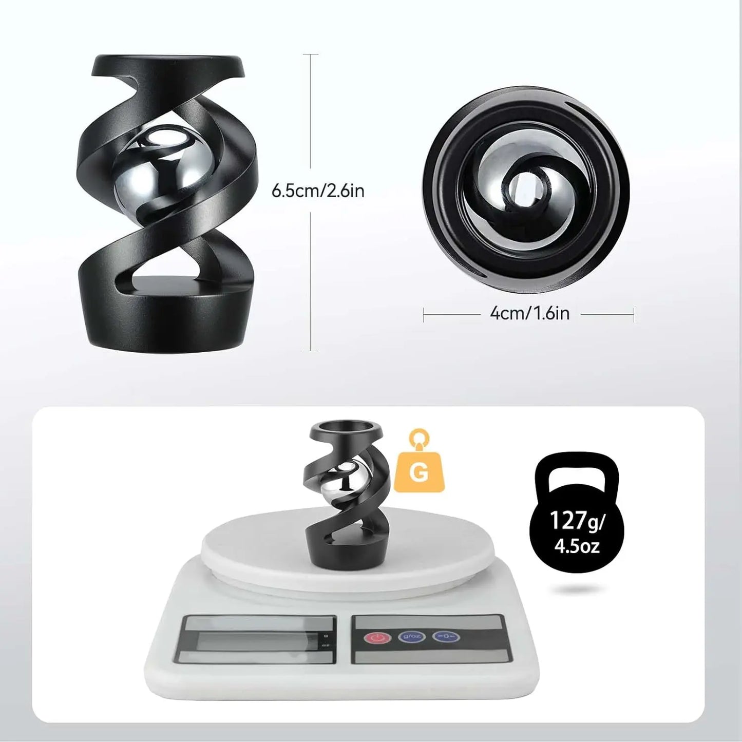 Kinetic Optical Illusion Desk Toy for Stress Relief, Cool Fidget Spinner Gift for Kids and Adults (Black)