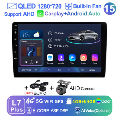 9 inch Wireless Carplay 2din Android 15 Car Radio and Multimedia Video Player