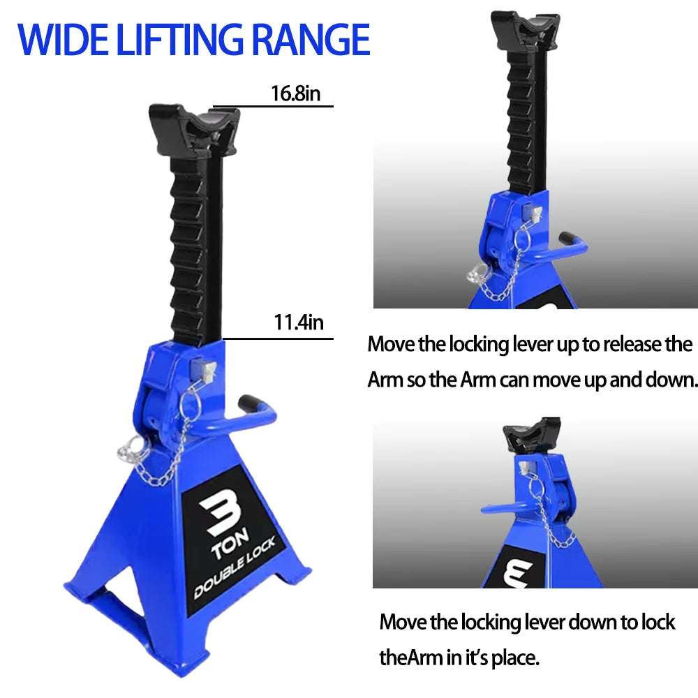 1 Pair, 3 Ton Jack Stands with 6000 lbs. Capacity