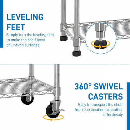 6-Tier Adjustable Metal Shelf with Wheels