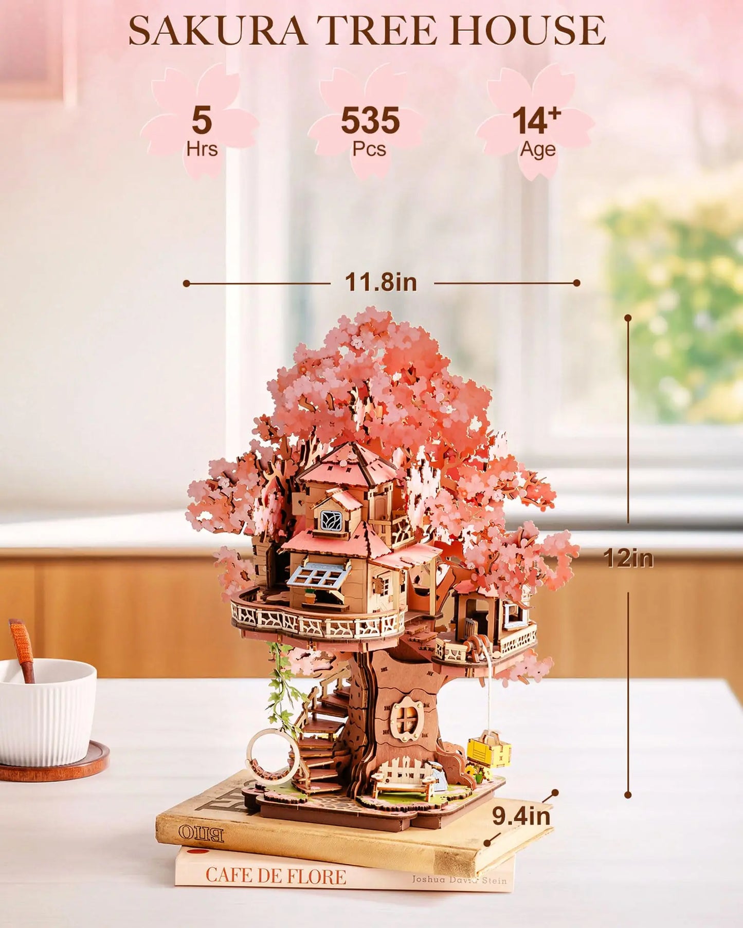 Sakura Tree House 535pc 3D Wooden Puzzle Model Kit