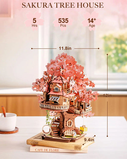 Sakura Tree House 535pc 3D Wooden Puzzle Model Kit