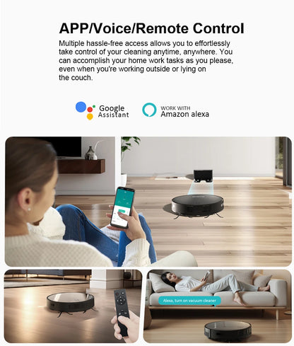 Robot Vacuum Cleaner Combo and Mop - 6000PA Strong Suction  Robotic App & Remote Control Self-Charging Smart Mapping for Pet Hair