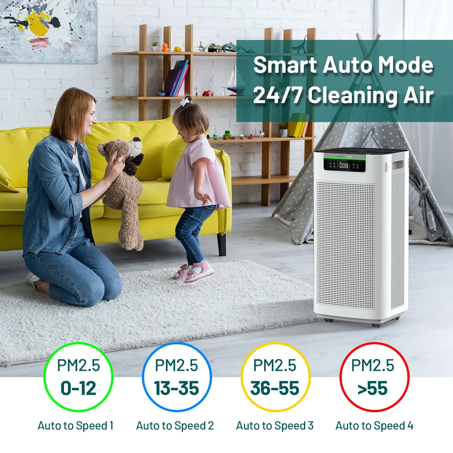 Smart HEPA 3800 ft² Air Purifier for Home Large Room