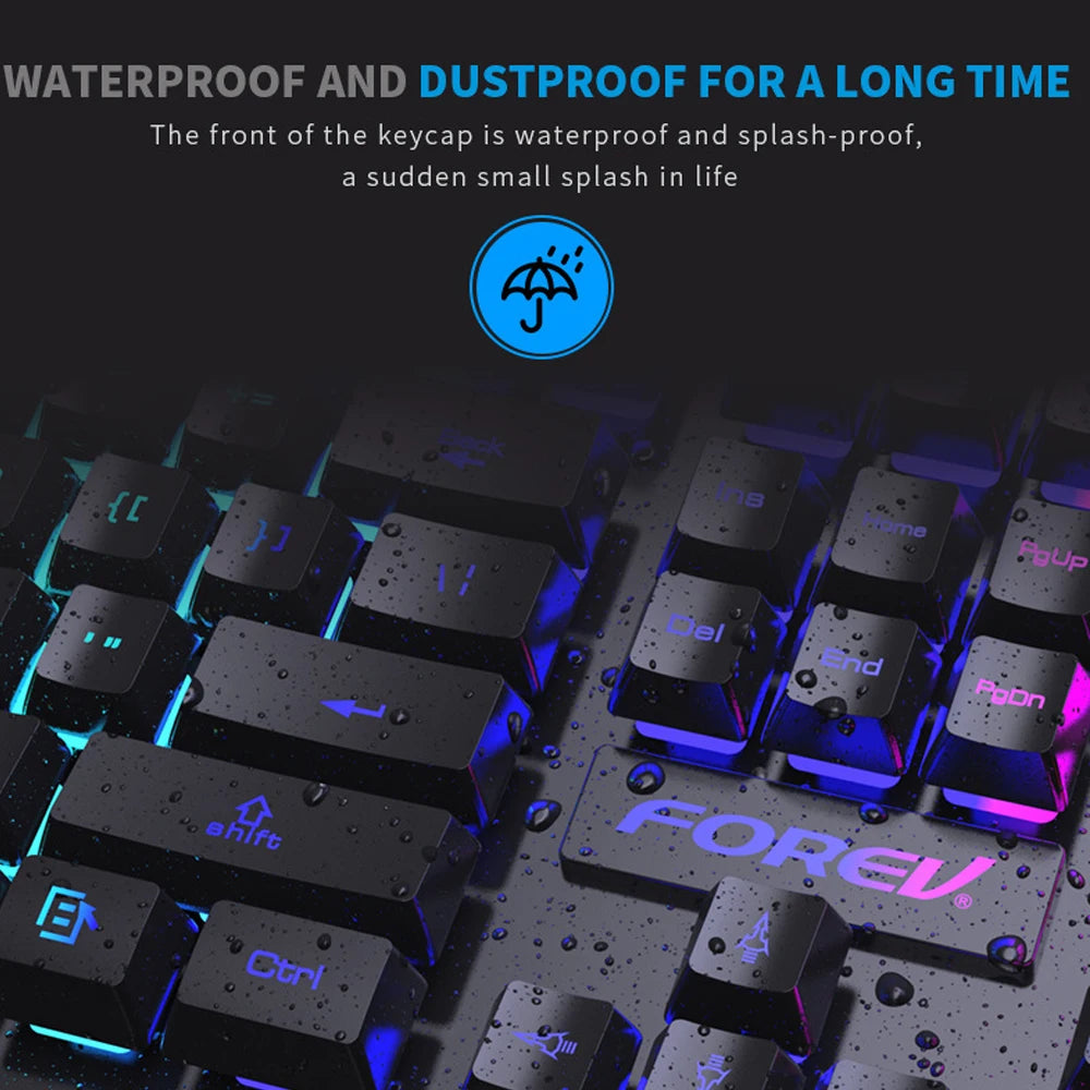 104 Keys Mechanical feel Wired Keyboard for Laptop Desktop Ergonomics RGB Backlit LED Keycaps PC Accessories