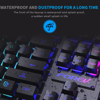104 Keys Mechanical feel Wired Keyboard for Laptop Desktop Ergonomics RGB Backlit LED Keycaps PC Accessories